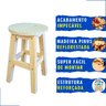 Banqueta Media Redonda Madeira Maciça de Pinus sem Pintura Super Resistente 1 Un Banco Cadeira - 4