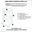 Ver imagem 2 de Banqueta Media Redonda Madeira Maciça de Pinus sem Pintura Super Resistente 1 Un Banco Cadeira