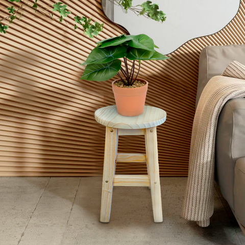 Banqueta Media Redonda Madeira Maciça de Pinus sem Pintura Super Resistente 1 Un Banco Cadeira