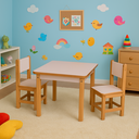 Ver imagem 1 de Mesa Infantil com 02 Cadeirinhas de Madeira Conjunto Lara Rosa até 04 Anos