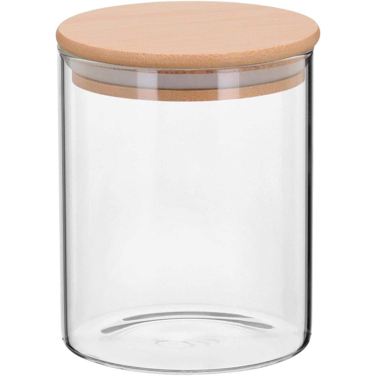 TABLE POTE 12x10x10cm 770ml BOROSILICATO TRANSP COM TAMPA BAMBU