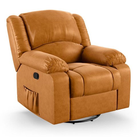 Poltrona do Papai Reclinável Melim Glider Giratória Massagem Pu Whisky Fh1 - D'rossi