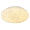 Ver imagem 1 de Plafon de Sobrepor Led Redondo 18w 3000k Bivolt Ø35x12cm Metal e Vidro Branco