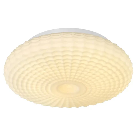 Plafon de Sobrepor Led Redondo 18w 3000k Bivolt Ø35x12cm Metal e Vidro Branco