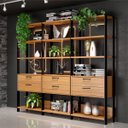 Ver imagem 1 de Kit 3 Estantes com Gaveteiro 73x185cm Freijó Preto Fosco Pradel