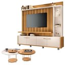 Ver imagem 1 de Estante Home Theater Titan Off White Cinamomo e Kit Mesa de Centro Sky Cinamomo - Hb Móveis