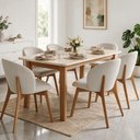 Ver imagem 2 de Kit 06 Cadeiras de Jantar e Estar Living Estofada Mia L02 Bouclê Cru - Lyam Decor