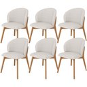 Ver imagem 1 de Kit 06 Cadeiras de Jantar e Estar Living Estofada Mia L02 Bouclê Cru - Lyam Decor