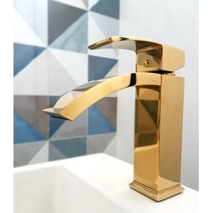 Torneira Banheiro Monocomando Cascata Luxo Baixa Dourada