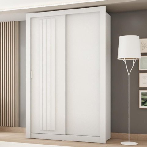 Guarda Roupa Solteiro 2 Portas Darvi 2 Gavetas Carraro Ripado Branco