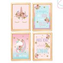 Ver imagem 1 de Kit com 4 Quadros Decorativos infantil para quarto Unicórnio:Pinus