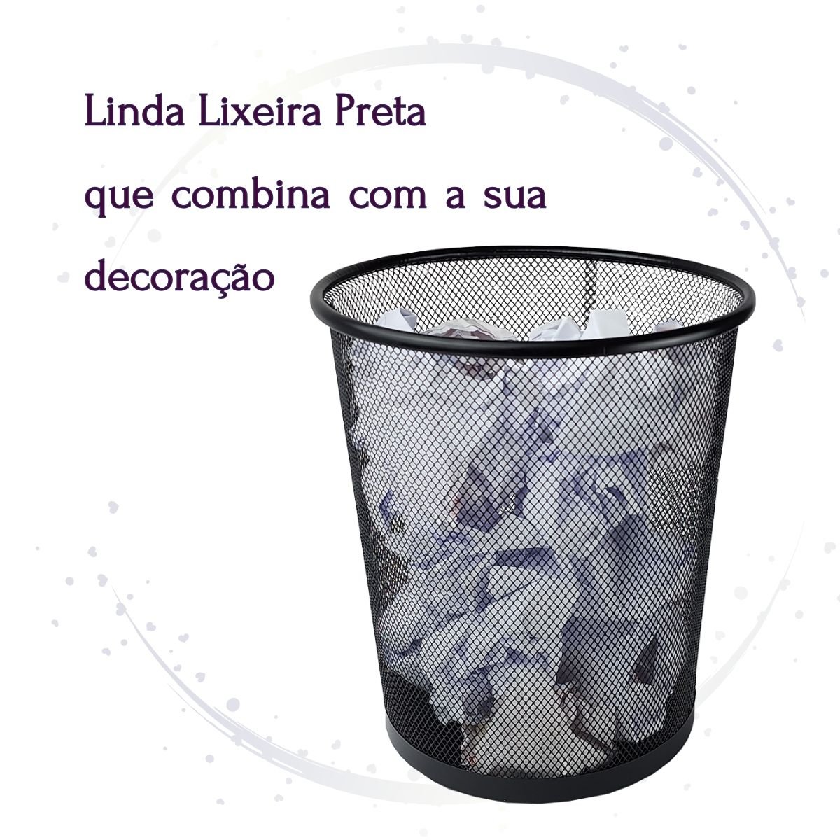 Lixeira Aramada Escritório Preto 10l - 3