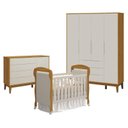 Ver imagem 1 de Quarto de Bebê 4 Portas com Cômoda com Porta Elfe Classic e Berço Americano Danny Areia Savana Aceti