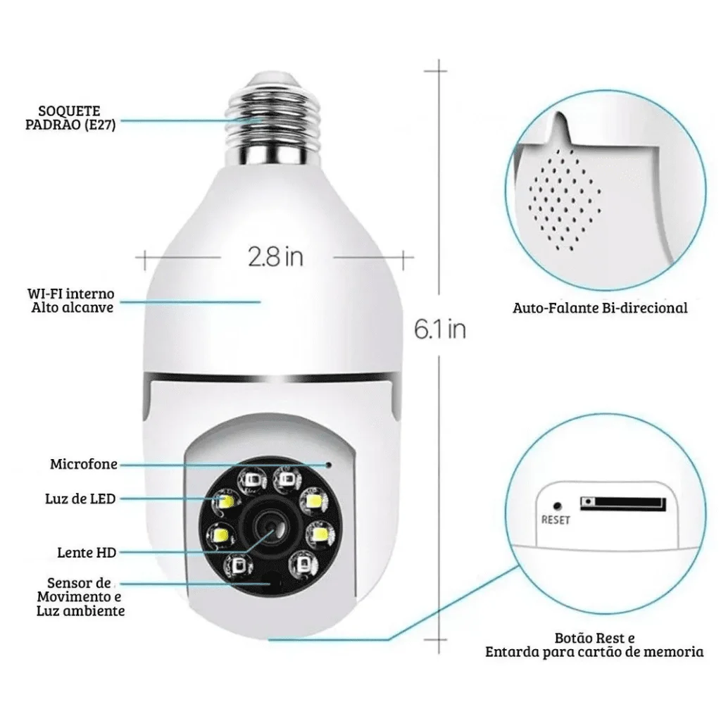 Ver imagem 3 de Câmera Segurança Prova D'água sem Fio Infravermelho Lâmpada