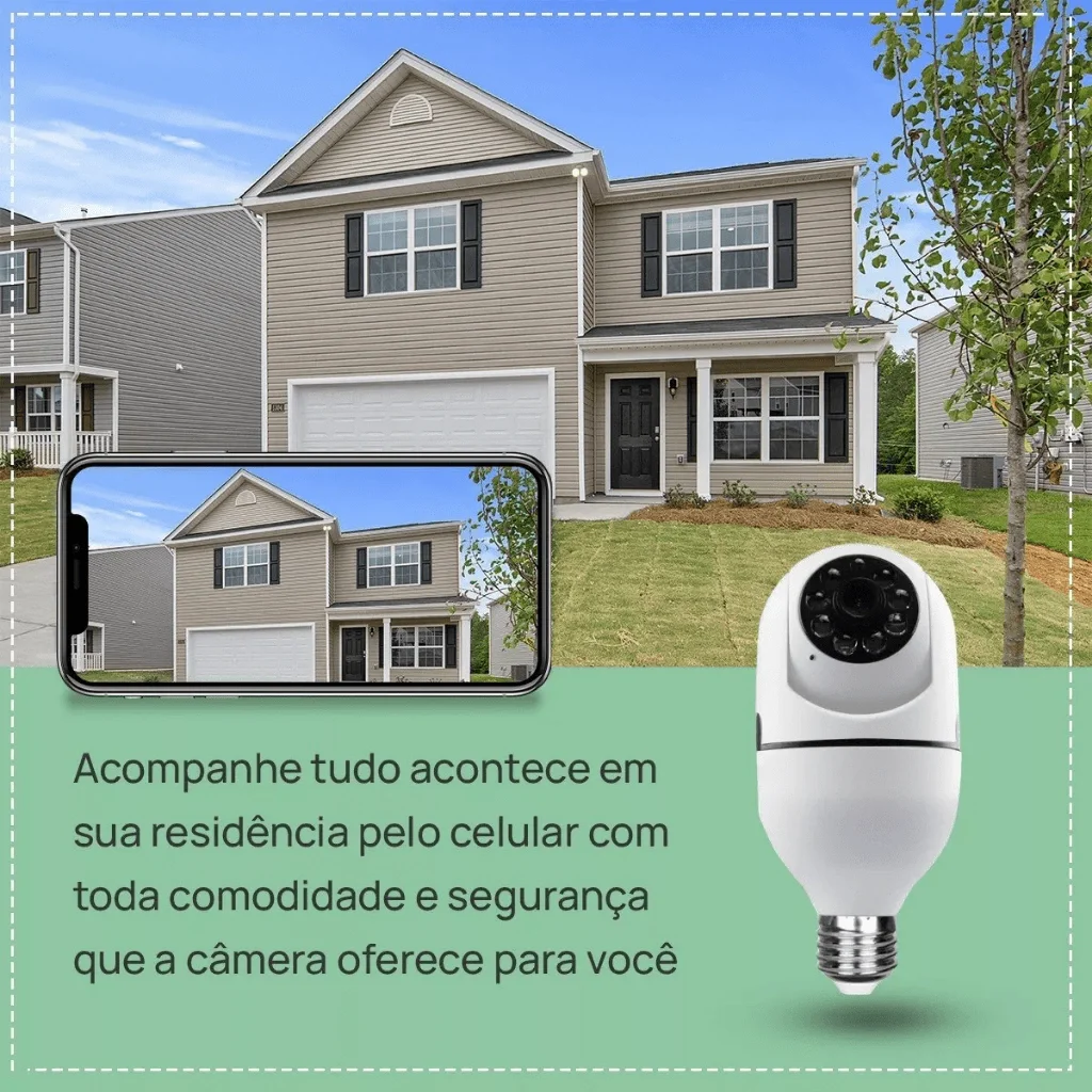 Câmera Segurança Prova D'água sem Fio Infravermelho Lâmpada - 6