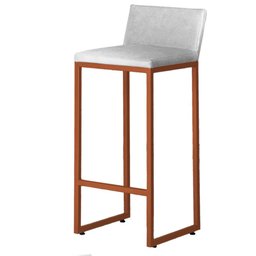Kit 2 Banquetas Altas Luxo Dani com Encosto Base Bronze:branco - 3