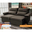 Ver imagem 4 de Sofá Retrátil Reclinável Paris 1,50m Suede Velut Marrom Claro Molas Ensacadas - King House