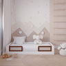 Cama Infantil Montessoriana Solteiro Eliza com Aplique em Madeira e Rattan:branco - 2