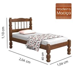 Cama Solteiro Madeira Maciça Torneada e Colchão D20 - 3