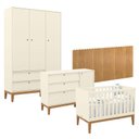 Ver imagem 1 de Quarto de Bebê Unique 3 Portas com Cômoda Sapateira e Painel Farm Off White Eco Wood - Matic