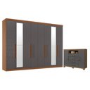 Ver imagem 1 de Guarda Roupa Casal 8 Portas 4 Gavetas Master New com Espelho e Cômoda Havana Master com Pés Jatob