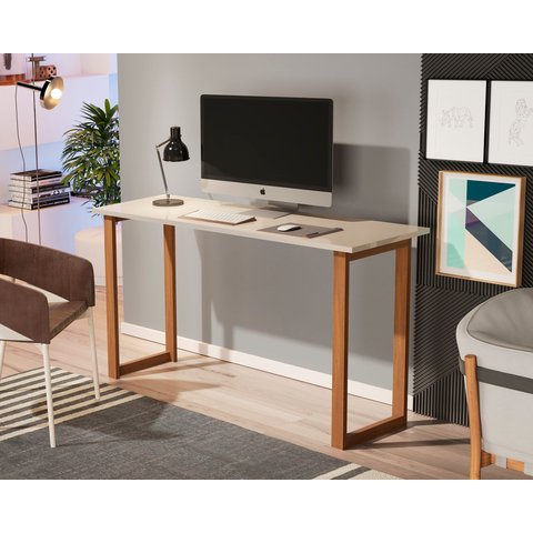 Mesa de Estudo Office 1.20cm - Pés em Madeira Maciça c/ Pintura Anti Umidade - Tampo 15mm c/ Fita de