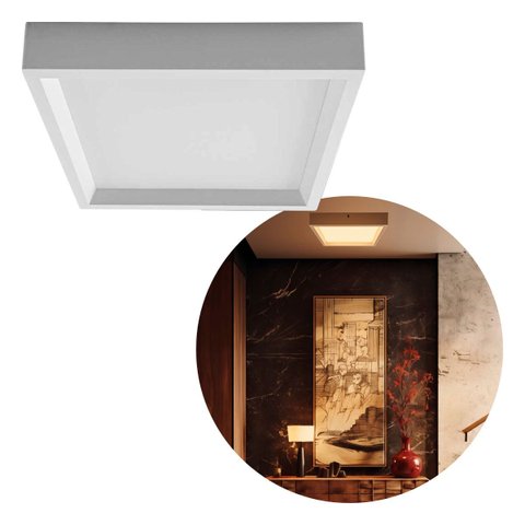 Painel Plafon LED Sobrepor Quadrado Recuado 24W 3000k Branco Opus Inside Square 87302 ST3340