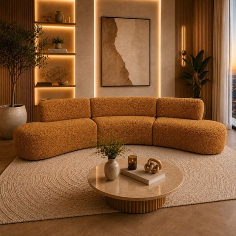 Sofa Curvo Virginia 3 Modulos Boucle Moscow Design Orgânico