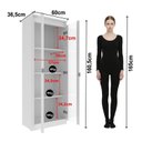 Ver imagem 3 de Cristaleira Vertical 2 Portas de Vidro 3 Prateleiras 160,5CMX60CM CR6004 Branco