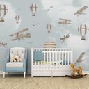 Ver imagem 3 de Papel de parede infantil para quarto de bebê aviãozinho balãozinho M² PP19