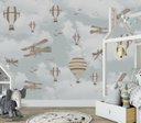 Ver imagem 2 de Papel de parede infantil para quarto de bebê aviãozinho balãozinho M² PP19