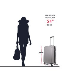 Mala de Viagem Média 23kg Despachada Rígida Rodas 360º Cadeado de Segredo Gladiador A2m:rose Gold - 5
