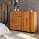Ver imagem 1 de Cômoda 2 Portas e 4 Gavetas Ripado Lady Marrom/Nature