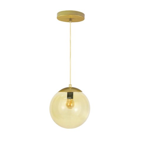 Pendente Globo Esfera de Vidro Âmbar 20cm - Ouro