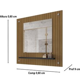 Espelheira de Banheiro Com Prateleira Firenze Decore Preto / Ripado - Comprar Moveis em Casa - 2