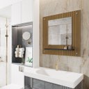 Ver imagem 1 de Espelheira de Banheiro Com Prateleira Firenze Decore Preto / Ripado - Comprar Moveis em Casa