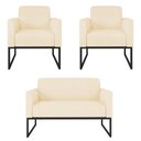 Ver imagem 1 de Kit Namoradeira E 2 Poltronas Industrial Preta S03 Bege