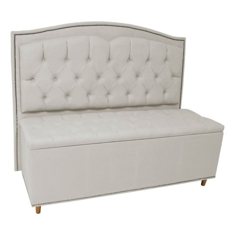 Kit Cabeceira e Calçadeira com Baú 160 Cm Queen Casal Diana Suede Bege - Fina Mobília