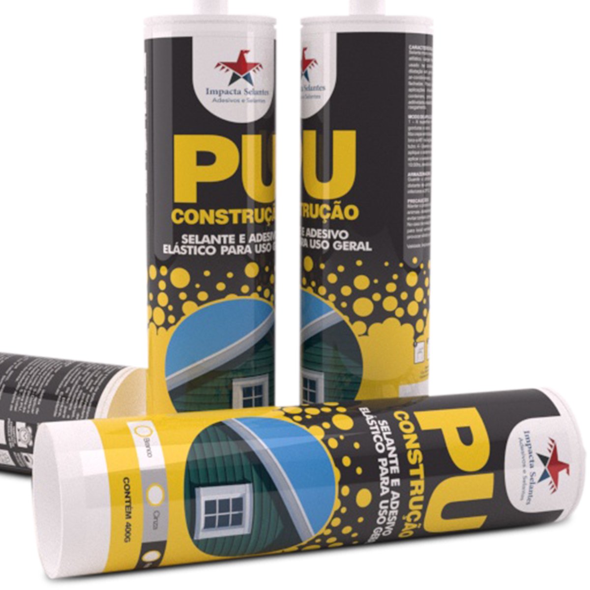 Selante Adesivo Elástico Uso Geral PU Construção Preto 400g - 2