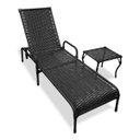 Ver imagem 1 de Kit 1 Espreguiçadeiras Catar Preto + Mesa P/ Jardim e Piscina