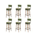 Ver imagem 1 de Kit 6 Banquetas Banco Alto Barcelona Couro Verde Bar Cozinha Pés Madeira Ms Decor