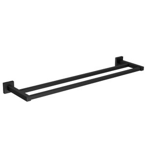 Porta Toalha Quadratta Dupla Black Matte - Deca Deca Metais