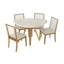 Ver imagem 1 de Conjunto Mesa Duna Premium Madeira Maciça C/ Tampo Madeirado C/ Vidro 135x105cm e 4 Cadeiras Lara