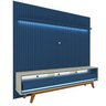 Rack com Painel Ripado com Led Nobre 2.3 Azul Royal com Off White - Gelius Móveis - 1