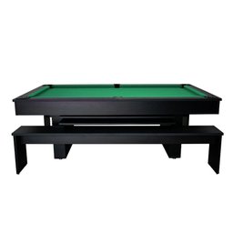 Mesa de Sinuca e Jantar com 2 Bancos - 2,00x1,10 - Verde - 2