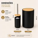 Ver mais imagens de Kit Banheiro Luxo 2 Pecas Preto Lixeira Tampa Bambu Grande Escova Sanitaria Conjunto Lavabo Organiza