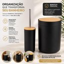 Ver imagem 3 de Kit Banheiro Luxo 2 Pecas Preto Lixeira Tampa Bambu Grande Escova Sanitaria Conjunto Lavabo Organiza