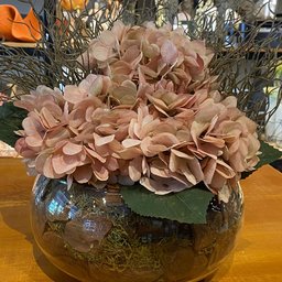 Arranjo Grande Centro de Mesa Hortênsias Artificial Vaso Incolor Decore Fácil Shop - 2