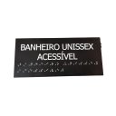 Ver imagem 1 de Placa Braile 20x9 Banheiro Unisex Acessível Preta