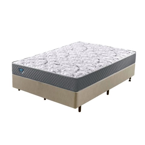 Cama Box Casal 138x188 com Colchão Molas Ensacadas Ecoflex Courino Linho